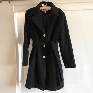Michael Kors Black Wool Coat with Belt